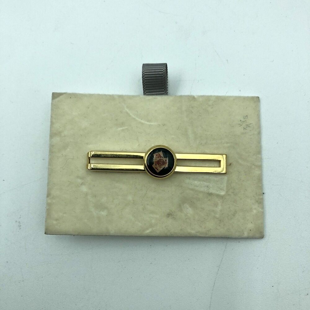 Heart Playing Cards Gambling King Gold-Tone Tie Clip